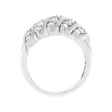 .925 Sterling Silver 1 cttw Lab Grown Diamond Cluster Band Ring (F-G Color, VS2-SI1 Clarity)