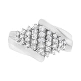 .925 Sterling Silver 1/2 cttw Lab Grown Diamond Cluster Ring (F-G Color, VS2-SI1 Clarity)