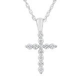 .925 Sterling Silver 1/4 cttw Lab Grown Diamond Cross Pendant Necklace (F-G Color, VS2-SI1 Clarity)