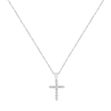 .925 Sterling Silver 1/4 cttw Lab Grown Diamond Cross Pendant Necklace (F-G Color, VS2-SI1 Clarity)