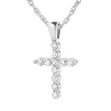 .925 Sterling Silver 1/4 cttw Lab Grown Diamond Cross Pendant Necklace (F-G Color, VS2-SI1 Clarity)