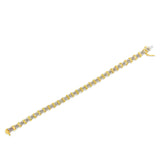 10K Yellow Gold Plated .925 Sterling Silver 2.0 Cttw Round Diamond Cluster "X" Shaped Link Bracelet (H-I Color, I3 Clarity) - 7"