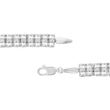 .925 Sterling Silver 1/10 Cttw Diamond Double-Link 7" Rolex Tennis Bracelet (I-J Color, I3 Clarity) - 7.25"