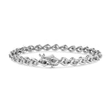 .925 Sterling Silver 1/10 Cttw Round-Cut Diamond Link Bracelet (I-J Color, I3 Promo Clarity) - 7.25"