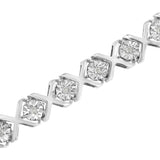 .925 Sterling Silver 1/4 Cttw Miracle Set Diamond "X" Link Bracelet (I-J Color, I3 Clarity) - 7.25"