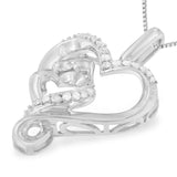 .925 Sterling Silver 1/10 cttw Diamond Mother & Child Double Open Heart 18" Pendant Necklace (I-J Color, I3 Clarity)