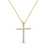 14K Yellow Gold Plated .925 Sterling Silver Miracle Set Diamond Accent Cross 18" Pendant Necklace (H-I Color, I2 Clarity)