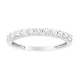 .925 Sterling Silver 1/2 cttw Shared Prong-Set Brilliant Round-Cut Diamond 11 Stone Band Ring (I-J Color, SI2-I1 Clarity)