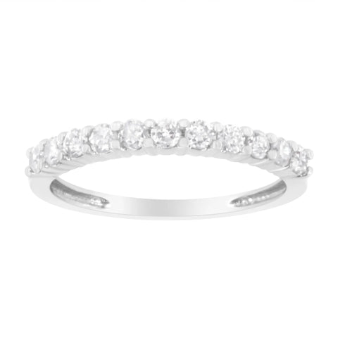 .925 Sterling Silver 1/2 cttw Shared Prong-Set Brilliant Round-Cut Diamond 11 Stone Band Ring (I-J Color, SI2-I1 Clarity)