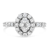 .925 Sterling Silver 1.0 Cttw Brilliant-Cut Diamond Halo-Style Cluster Oval Ring (I-J Color, I3 Clarity)