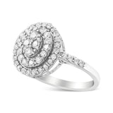 .925 Sterling Silver 1.0 Cttw Round-Cut Diamond Cluster Ring (I-J Color, I3 Clarity)