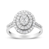 .925 Sterling Silver 1.0 Cttw Round-Cut Diamond Cluster Ring (I-J Color, I3 Clarity)