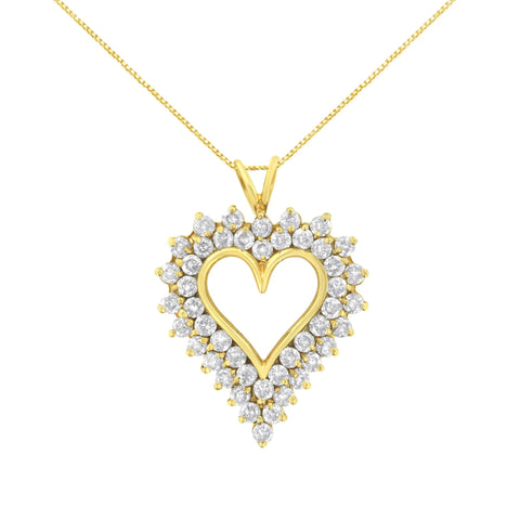 14K Yellow Gold Plated .925 Sterling Silver 4.0 cttw Prong Set, Round-Cut Diamond Heart 18