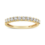 14K Yellow Gold Plated .925 Sterling Silver 1/2 cttw Shared Prong Set Brilliant Round-Cut Diamond 11 Stone Band Ring (J-K Color, SI2-I1 Clarity)