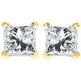 AGS Certified 0.40 Cttw Princess-Cut Square Diamond 4-Prong Solitaire Stud Earrings in 14K Yellow Gold (P-Q Color, I1-I2 Clarity)