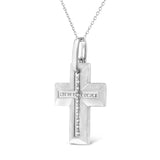 .925 Sterling Silver Prong-Set Diamond Accent Bold Cross 18" Pendant Necklace (I-J Color, I1-I2 Clarity)