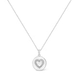 .925 Sterling Silver Prong-Set Diamond Accent Heart Emblemed 18" Pendant Necklace (I-J Color, I1-I2 Clarity)