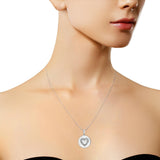 .925 Sterling Silver Prong-Set Diamond Accent Heart Emblemed 18" Pendant Necklace (I-J Color, I1-I2 Clarity)