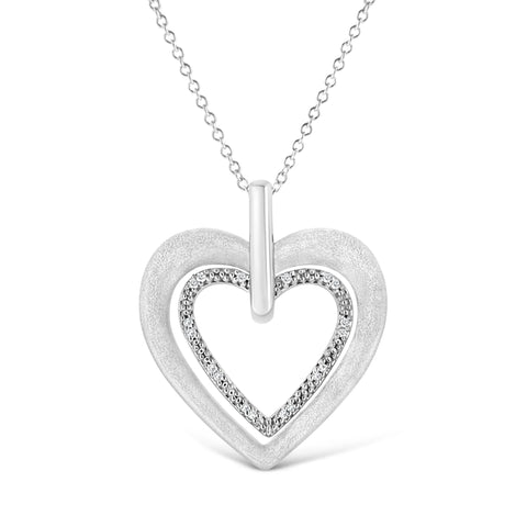 .925 Sterling Silver Prong-Set Diamond Accent Double Heart 18