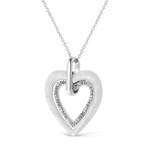 .925 Sterling Silver Prong-Set Diamond Accent Double Heart 18" Pendant Necklace (I-J Color, I1-I2 Clarity)