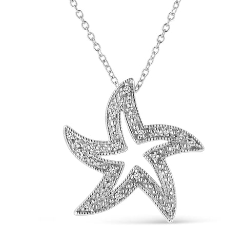 .925 Sterling Silver Prong-Set Diamond Accent Starfish 18