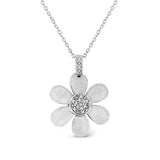 .925 Sterling Silver Pave-Set Diamond Accent Flower 18" Pendant Necklace (I-J Color, I1-I2 Clarity)