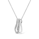 .925 Sterling Silver Pave-Set Diamond Accent Double Curve 18" Pendant Necklace (I-J Color, I1-I2 Clarity)