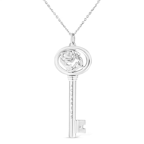 .925 Sterling Silver Diamond Accent Zodiac Key 18