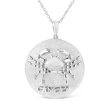 .925 Sterling Silver Diamond Accent Cancer Zodiac Design 18" Pendant Necklace Medallion (K-L Color, I1-I2 Clarity)