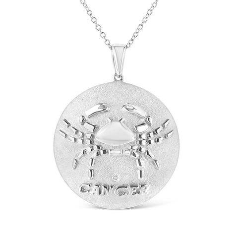 .925 Sterling Silver Diamond Accent Cancer Zodiac Design 18