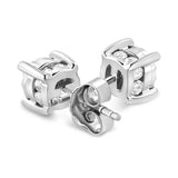 .925 Sterling Silver 1.0 Cttw Round Brilliant-Cut Diamond Miracle-Set Solitaire Stud Earrings (H-I Color, I2-I3 Clarity)