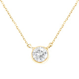 14K Yellow Gold Plated .925 Sterling Silver Bezel Set 1/2 Cttw Diamond 18" Pendant Necklace (K-L Color, SI2-I1 Clarity)