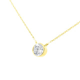 14K Yellow Gold Plated .925 Sterling Silver Bezel Set 1/2 Cttw Diamond 18" Pendant Necklace (K-L Color, SI2-I1 Clarity)