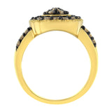 10K Yellow Gold Plated .925 Sterling Silver 1 1/8 cttw Prong-Set Round-Cut Diamond Pear Cocktail Ring (J-K Color, I1-I2 Clarity)