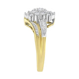 10K Yellow and White Gold 1/2 Cttw Diamond Marquise Shaped Cluster Split Shank Ring (H-I Color, SI2-I1 Clarity)