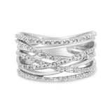 .925 Sterling Silver 1/4 Cttw Round-Cut Diamond Bypass Crossover Ring (I-J Color, I1-I2 Clarity)