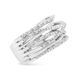 .925 Sterling Silver 1/4 Cttw Round-Cut Diamond Bypass Crossover Ring (I-J Color, I1-I2 Clarity)