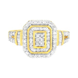 10K Yellow Gold Plated .925 Sterling Silver 3/4 Cttw Diamond Cluster Ring (I-J color, I1-I2 Clarity)