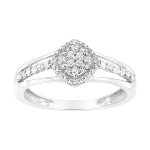 .925 Sterling Silver 1/10 Cttw Diamond Split Shank Promise Cocktail Ring (I-J Color, I1-I2 Clarity) - Color: White | Pack Of: 1