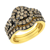 10K Yellow Gold and Black Rhodium Plated .925 Sterling Silver 1 3/5 Round-Cut Diamond Cocktail Ring (J-K Color, I1-I2 Clarity)