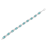 .925 Sterling Silver 7x7 mm Cushion Cut Blue Topaz and 1/20 cttw Round Cut Diamond Fashion Tennis Bracelet (I-J Color, I1-I2 Clarity) - 7"