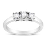 .925 Sterling Silver 1/2 Cttw Miracle Set Round Diamond Three Stone Illusion Plate Ring (I-J Color, I2-I3 Clarity)