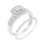 10K White Gold 1/2 cttw Round and Princess-Cut Diamond Engagement Ring and Band Set (H-I Color, I1-I2 Clarity) - Pack Of: 1