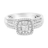 10K White Gold 1/2 cttw Round and Princess-Cut Diamond Engagement Ring and Band Set (H-I Color, I1-I2 Clarity) - Pack Of: 1