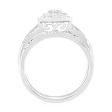 10K White Gold 1/2 cttw Round and Princess-Cut Diamond Engagement Ring and Band Set (H-I Color, I1-I2 Clarity) - Pack Of: 1