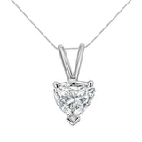 14K White Gold 3-Prong Set Heart Shaped Solitaire Diamond 18" Pendant Necklace (H-I Color, VS2-SI1 Clarity) - Choice of Carat Weight (3300) - Pack Of: 1