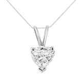 14K White Gold 3-Prong Set Heart Shaped Solitaire Diamond 18" Pendant Necklace (H-I Color, VS2-SI1 Clarity) - Choice of Carat Weight (3300) - Pack Of: 1