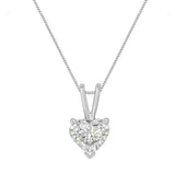 14K White Gold 3-Prong Set Heart Shaped Solitaire Diamond 18" Pendant Necklace (H-I Color, VS2-SI1 Clarity) - Choice of Carat Weight (3300) - Pack Of: 1