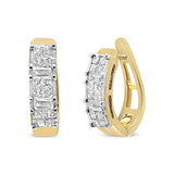 14K Yellow Gold 1/2 Cttw Princess & Baguette-Cut Diamond Invisible-Set U-Hoop Earrings (H-I Color, SI2-I1 Clarity)