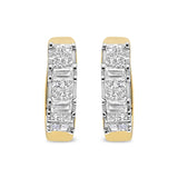 14K Yellow Gold 1/2 Cttw Princess & Baguette-Cut Diamond Invisible-Set U-Hoop Earrings (H-I Color, SI2-I1 Clarity)